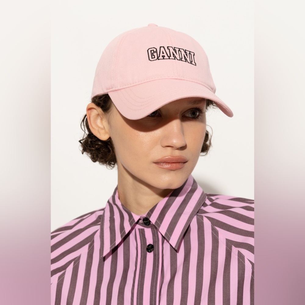 Ganni Light Pink Logo Cap